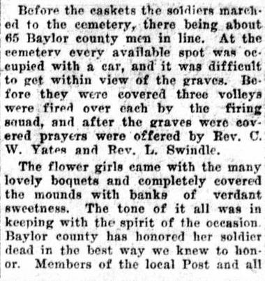 Newspaper clipping, Baylor County, Texas