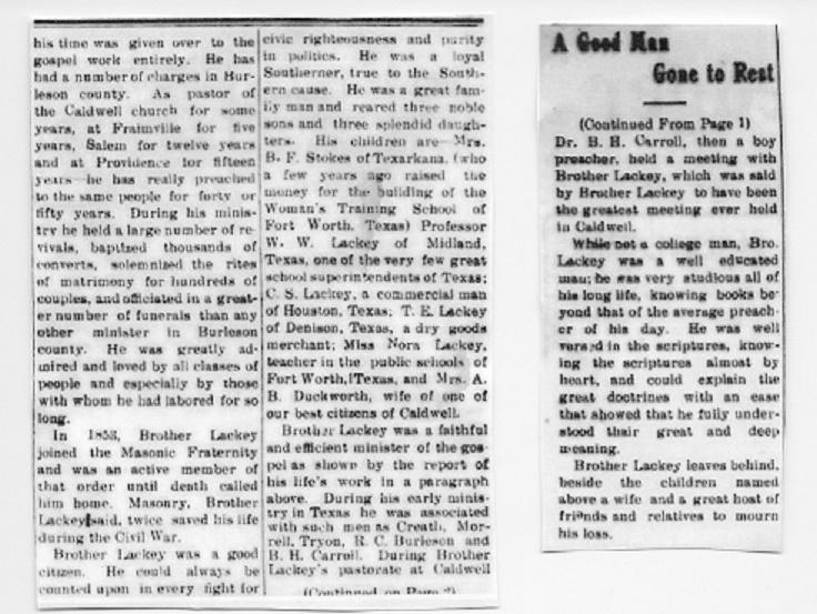 W.S. Lackey, Burleson County, Texas