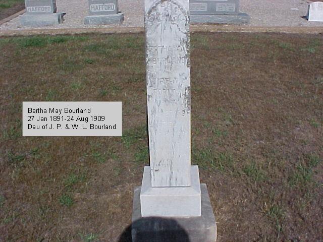 Tombstone of Bertha May Bourland