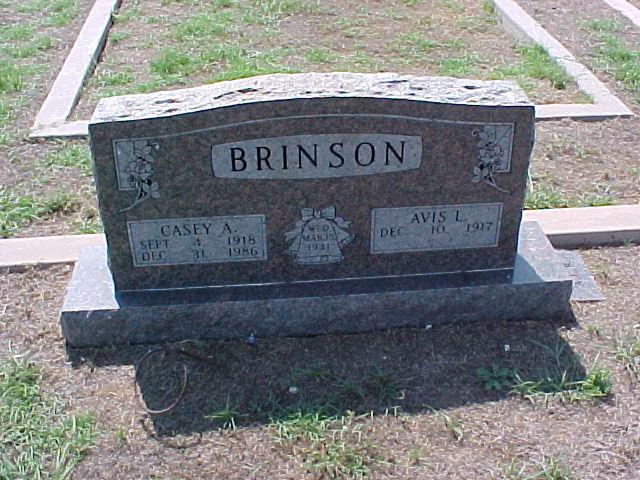 Tombstone of Casey A. and Avis L. Brinson