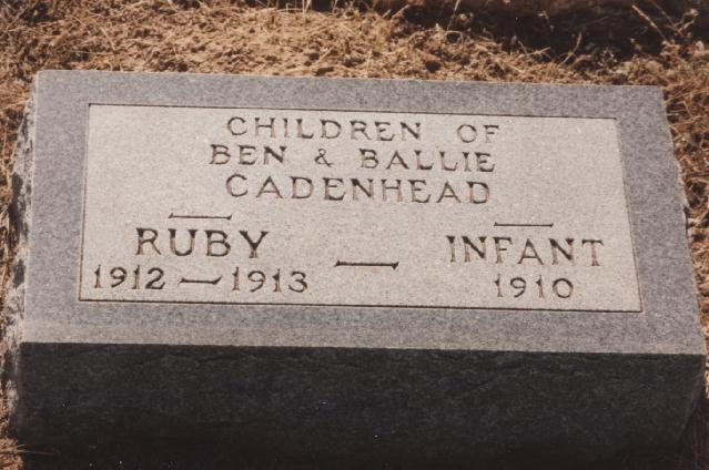 Tombstone of Ruby and Infant Cadenhead
