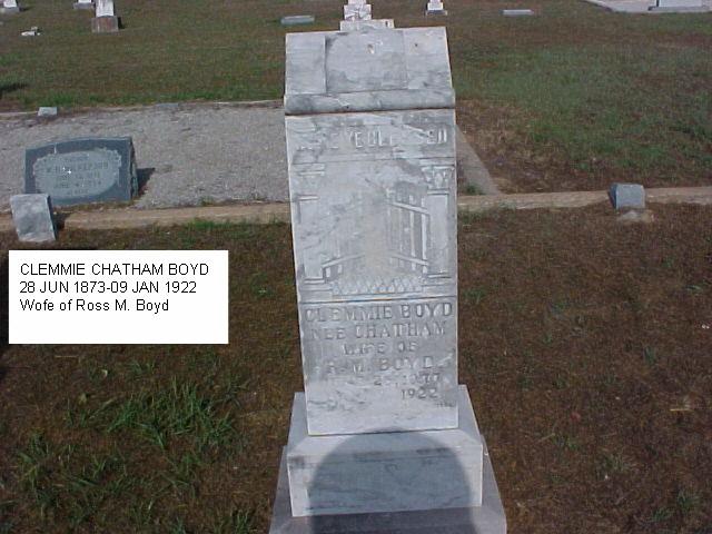 Tombstone of Clemmie Chatham Boyd