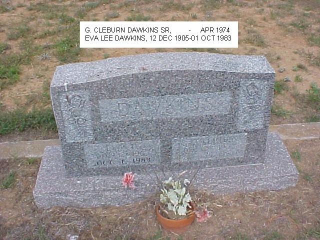 Tombstone of G. Cleburn Sr. and Eva Lee Dawkins