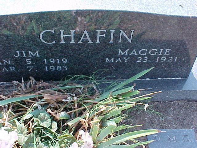 Tombstone of Jim and Maggie Chafin