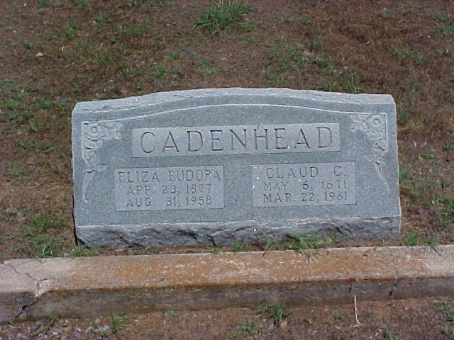 Tombstone of Claud C. and Eliza Eudora Cadenhead