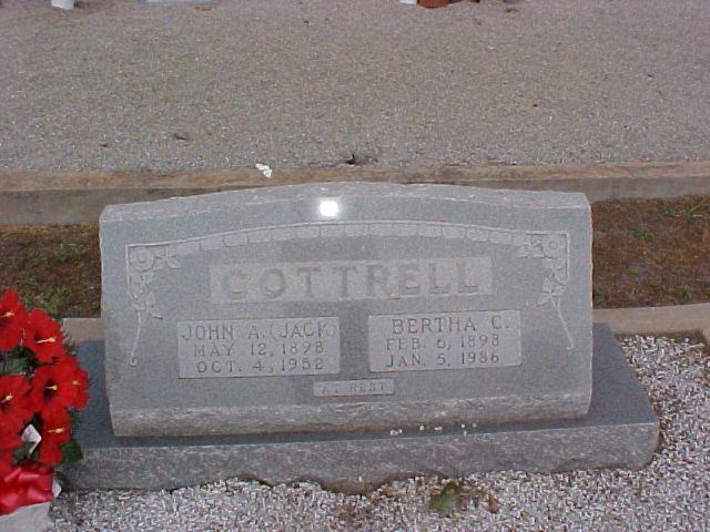 Tombstone of John A. and Bertha C. Cottrell