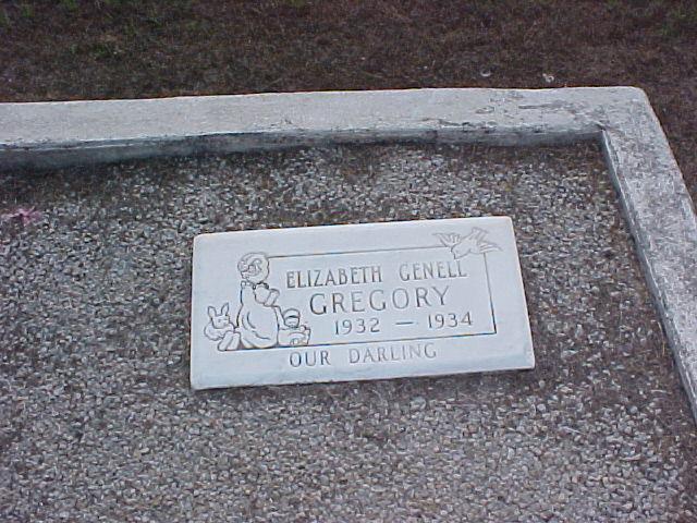 Tombstone of Elizabeth Genell Gregory