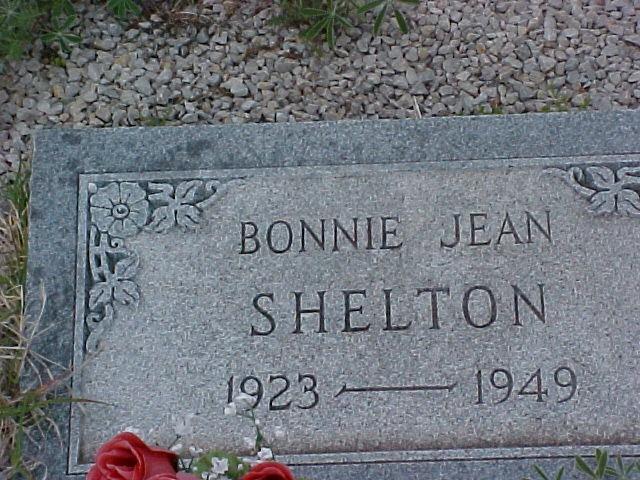 Tombstone of Bonnie Jean (Evans) Shelton