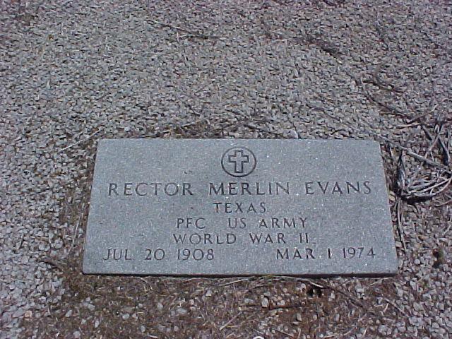 Tombstone (military marker) of Rector Merlin Evans