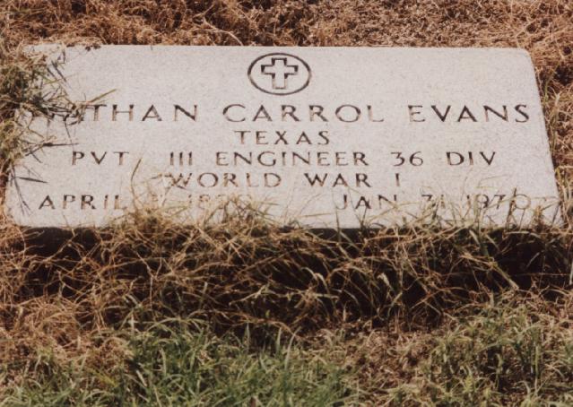 Tombstone of Nathan Carrol Evans