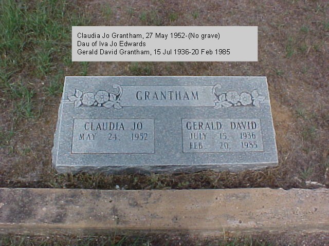 Tombstone of Gerald David and Claudia Jo Grantham