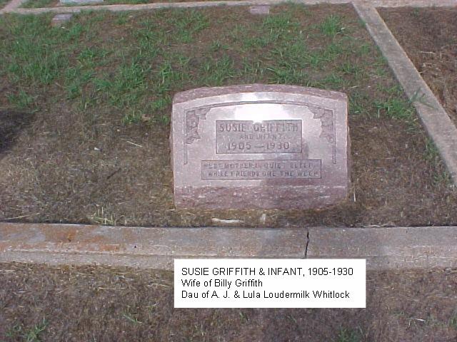 Tombstone of Susie Griffith and Infant