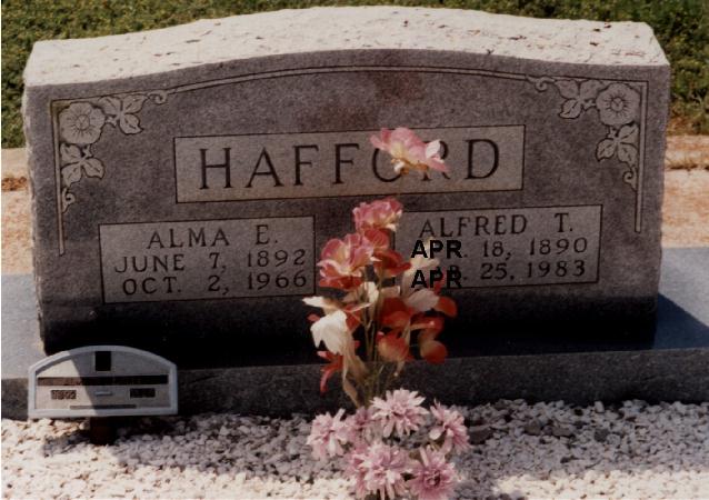 Tombstone of Alfred T. and Alma E. Hafford