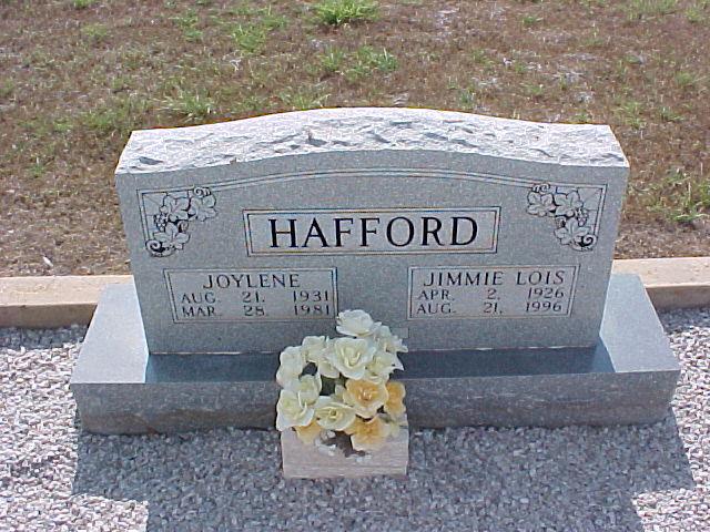 Tombstone of Joylene and Jimmie Lois Hafford