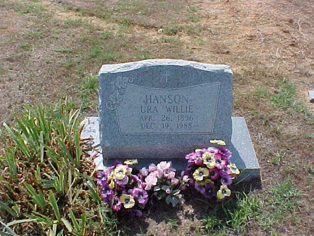 Tombstone of Ura Willie Hanson