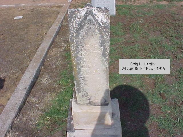 Tombstone of Ottig H. Hardin