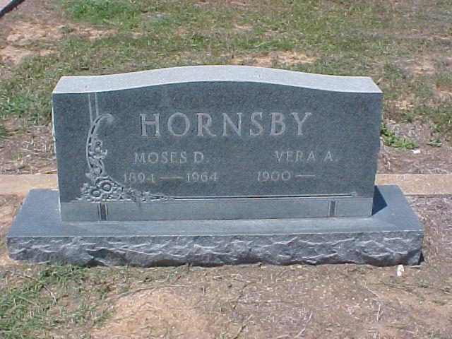 Tombstone of Moses D. and Vera A. Hornsby