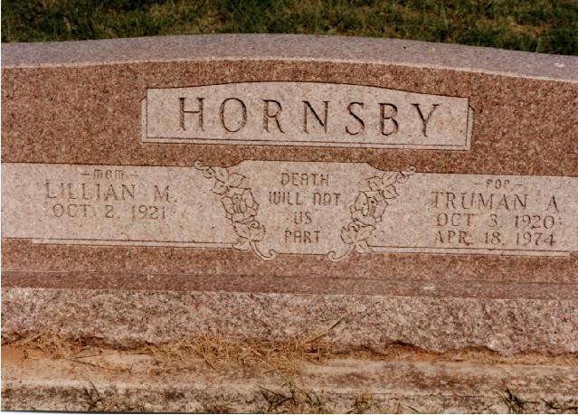 Tombstone of Truman A. and Lillian M. Hornsby