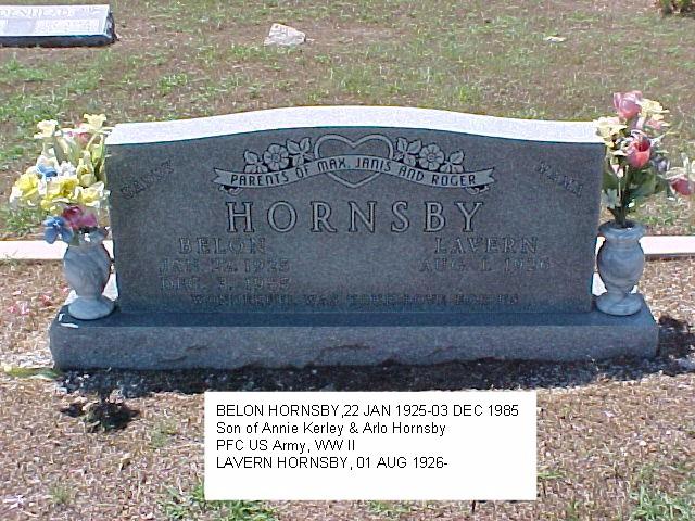 Tombstone of Belon and Lavern Hornsby