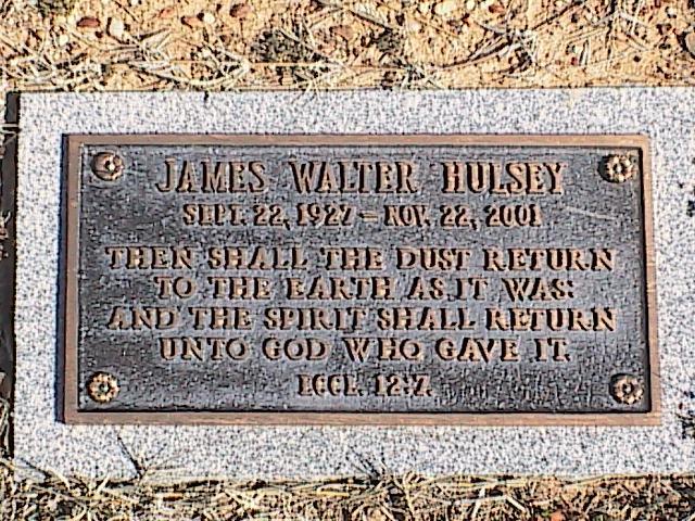 Tombstone of James Walter Hulsey