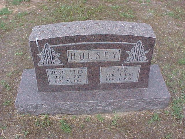 Tombstone of Zack and Rose Etta Hulsey
