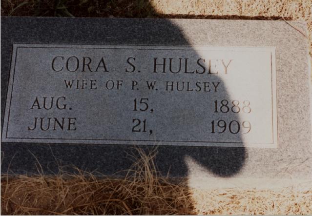 Tombstone of Cora S. Hulsey