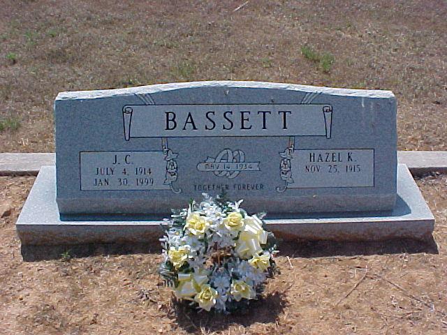 Tombstone of J.C. and Hazel K. Bassett