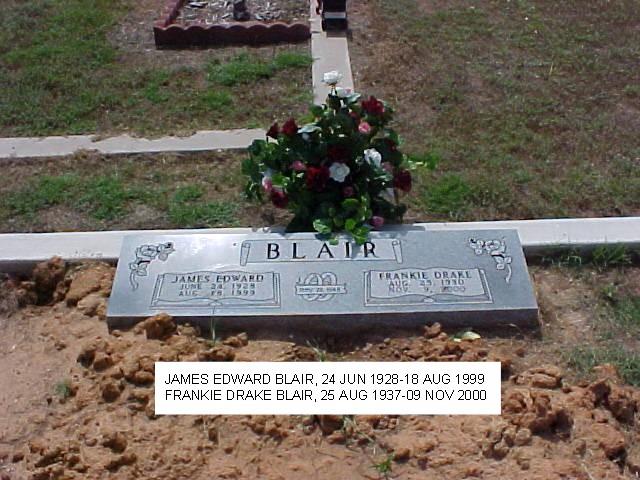 Tombstone of James Edward and Frankie Drake Blair