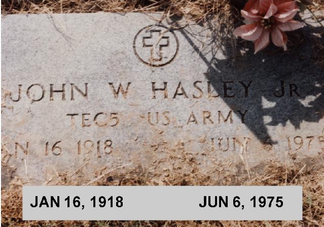 Tombstone of John W. Hasley Jr.