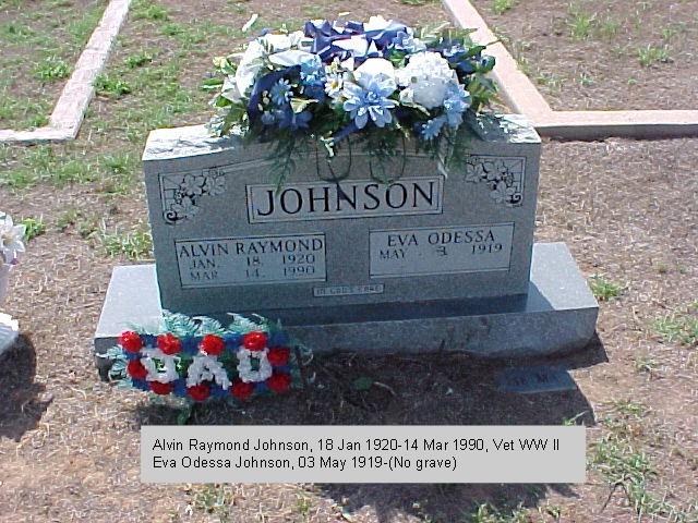 Tombstone of Alvin Raymond and Eva Odessa Johnson