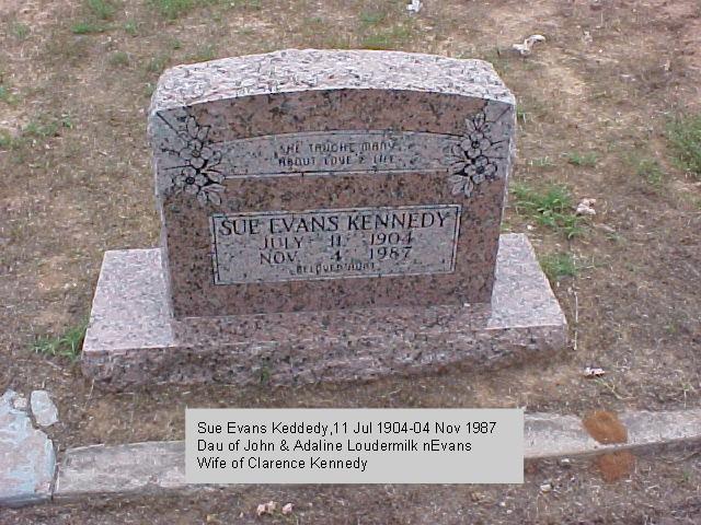 Tombstone of Sue Evans Kennedy