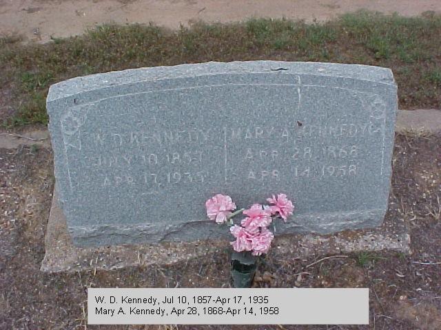 Tombstone of W. D. and Mary A. Kennedy