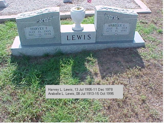 Tombstone of Harvey F. and Arbelle L. Lewis