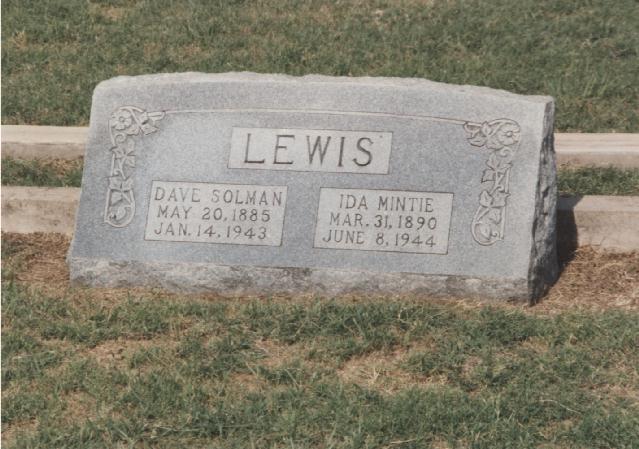 Tombstone of Dave Solman and Ida Mintie Lewis