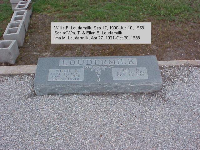 Tombstone of Willie F. and Ima M. Loudermilk