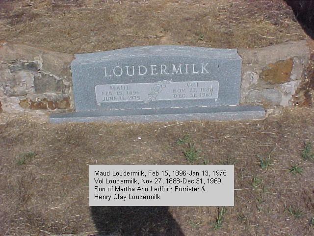 Tombstone of Vol and Maud Loudermilk
