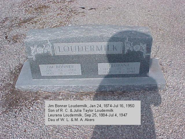 Tombstone of Jim Bonner and Leurana Loudermilk