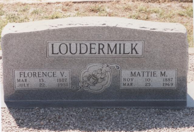 Tombstone of Florence V. and Mattie M. Loudermilk
