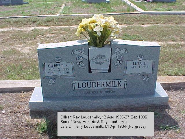 Tombstone of Gilbert Ray and Leta D. Loudermilk