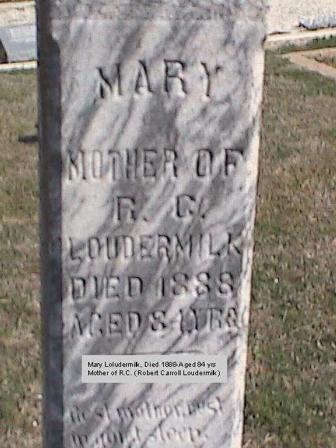 Tombstone of Mary Loudermilk