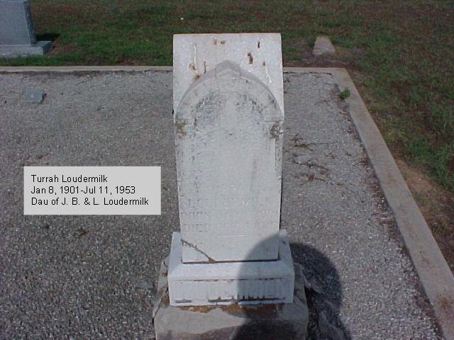 Tombstone of Turrah Loudermilk