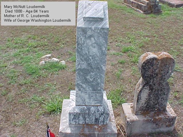 Tombstone of Mary (McNutt) Loudermilk