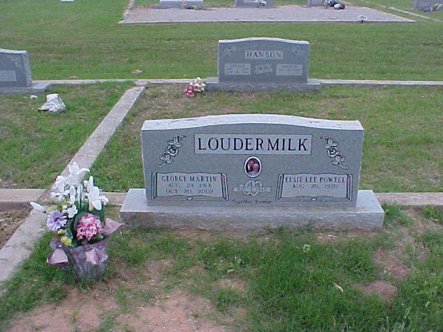 Tombstone of George Martin and Elsie Lee (Powell) Loudermilk