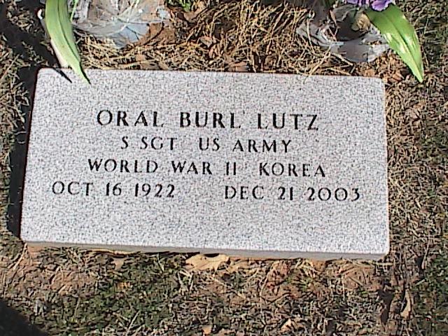 Tombstone of Oral Burl Lutz