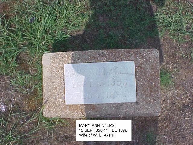 Tombstone of Mary Ann Akers