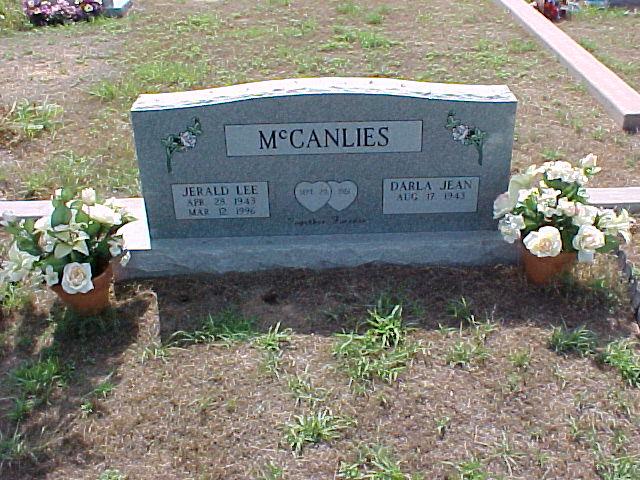 Tombstone of Jerald Lee and Darla Jean McCanlies