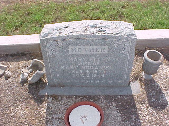 Tombstone of Mary Ellen McDaniel