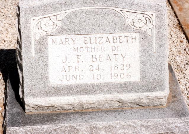 Tombstone of Mary Elizabeth Beaty