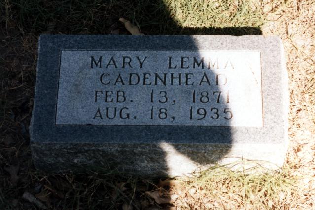 Tombstone of Mary Lemma Cadenhead