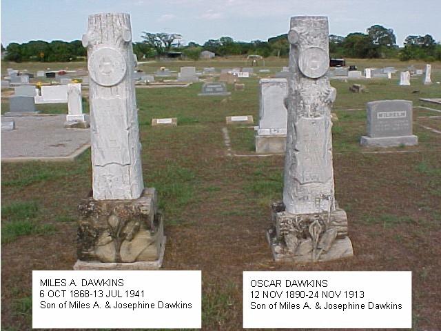 Tombstones of Miles A. and Oscar Dawkins